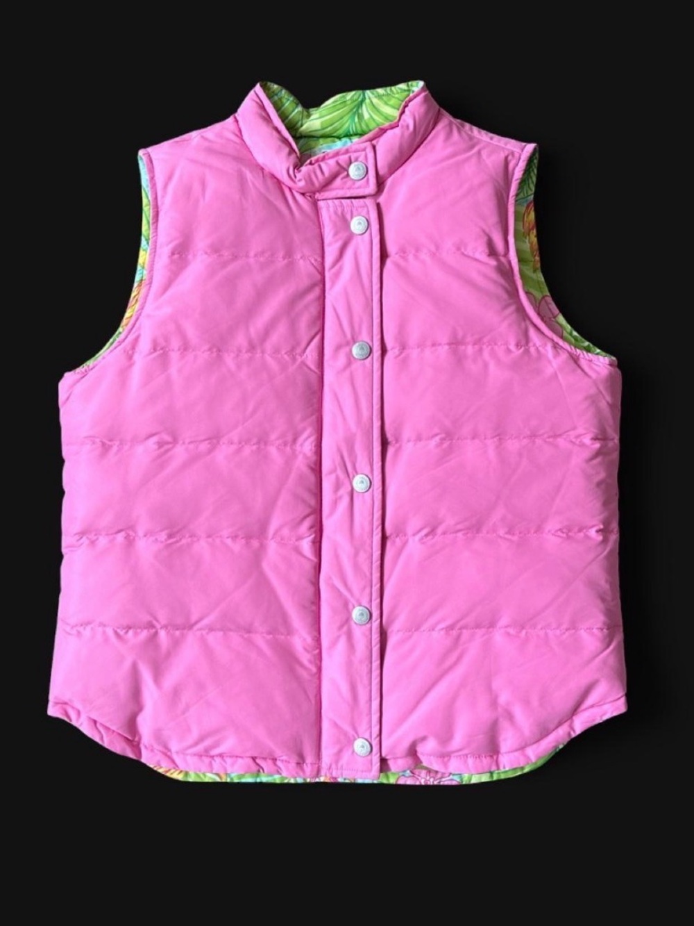 Vintage Lilly Pulitzer pink quilted Down puffer vest